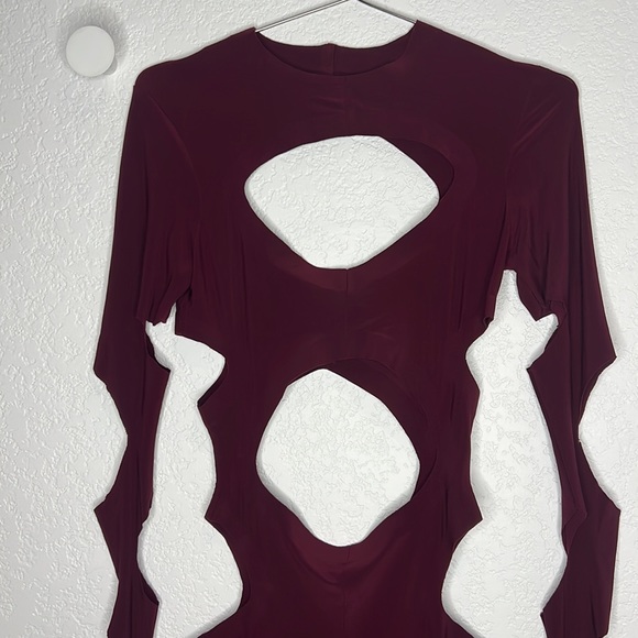 New Norma Kamali Long Sleeve Aztec Catsuit in Plum XS - Picture 3 of 16